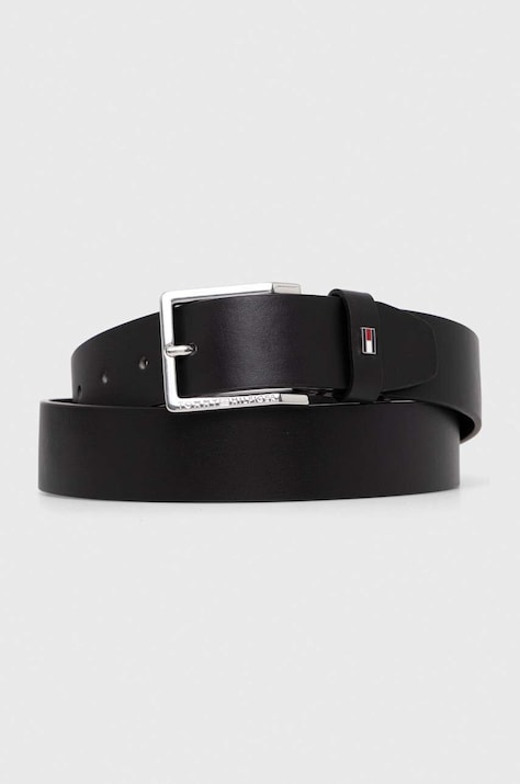 Kožený pásek Tommy Hilfiger pánský, černá barva