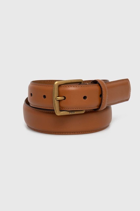 Δερμάτινη ζώνη Polo Ralph Lauren χρώμα: μπεζ