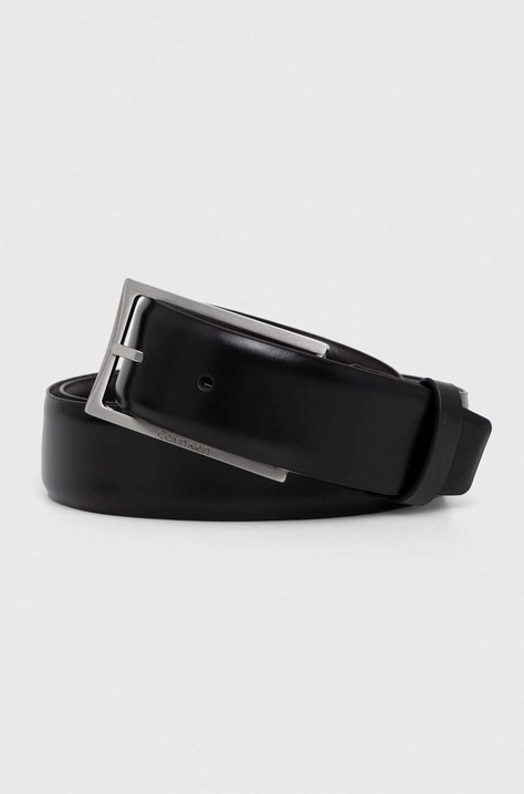 Calvin Klein curea de piele cu doua fete barbati, culoarea negru