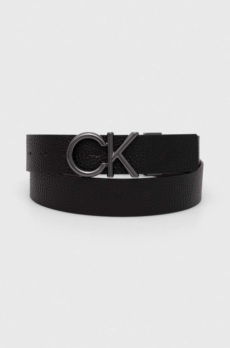 Calvin Klein curea de piele cu doua fete barbati, culoarea negru