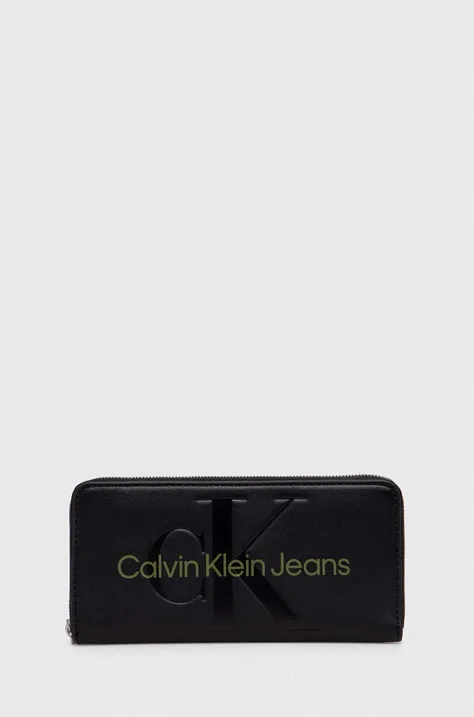 Denarnica Calvin Klein Jeans ženski, črna barva