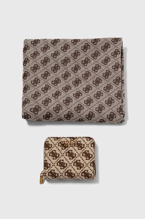 Peňaženka a šatka Guess hnedá farba