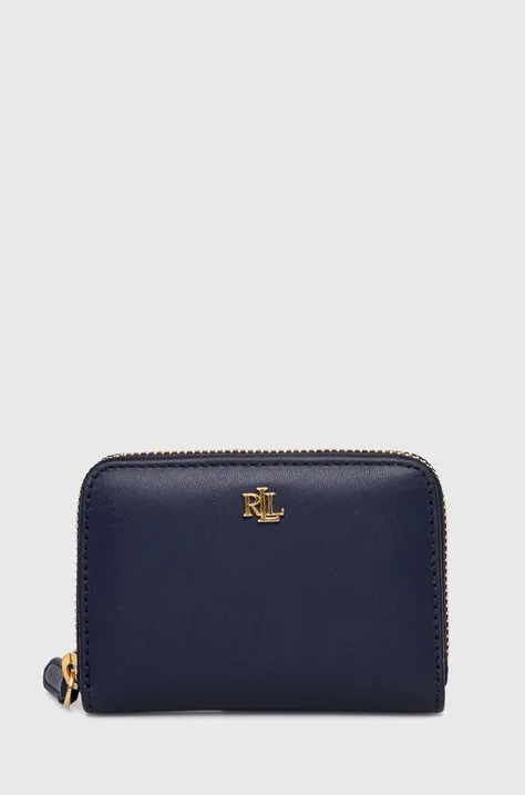 Kožená peňaženka Lauren Ralph Lauren dámsky, béžová farba