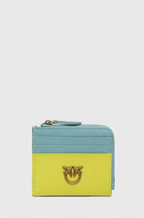 Δερμάτινο πορτοφόλι Pinko γυναικεία, χρώμα: κίτρινο