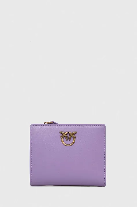 Pinko portfel skórzany kolor fioletowy