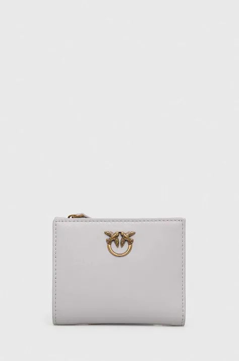 Шкіряний гаманець Pinko жіночий колір сірий