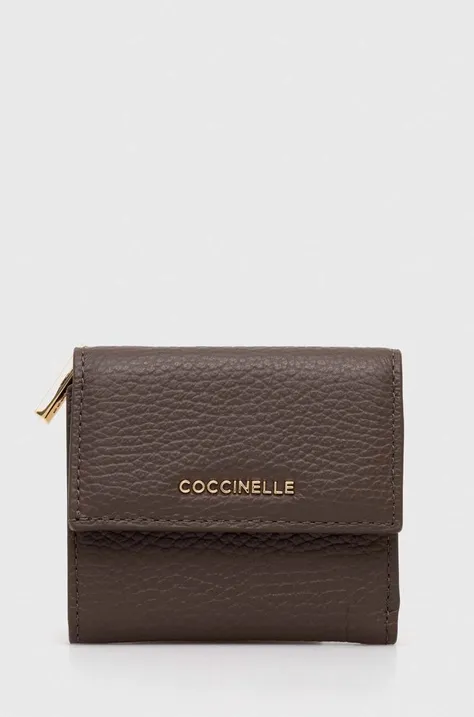 Шкіряний гаманець Coccinelle жіночий колір коричневий
