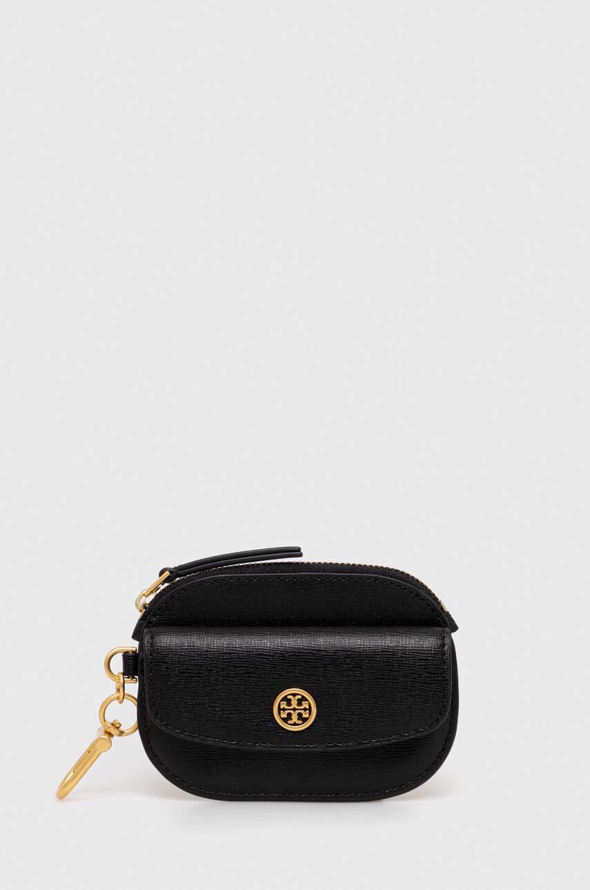 Δερμάτινο πορτοφόλι Tory Burch γυναικεία, χρώμα: μαύρο