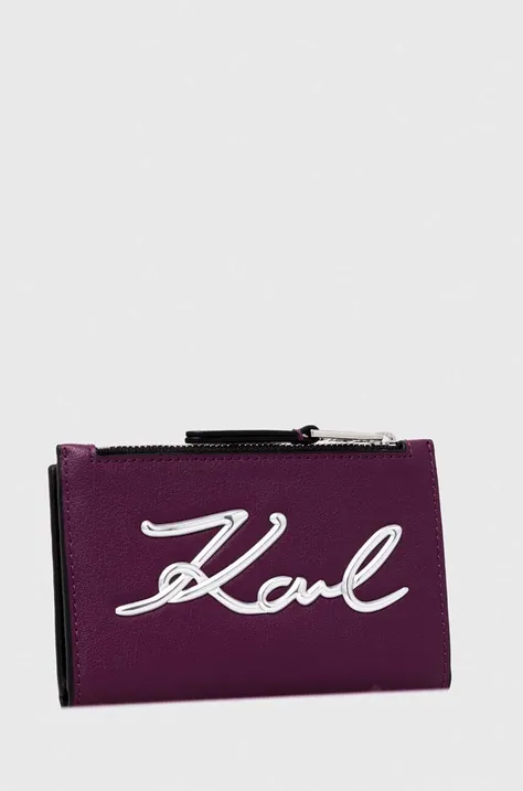 Karl Lagerfeld portfel damski kolor fioletowy