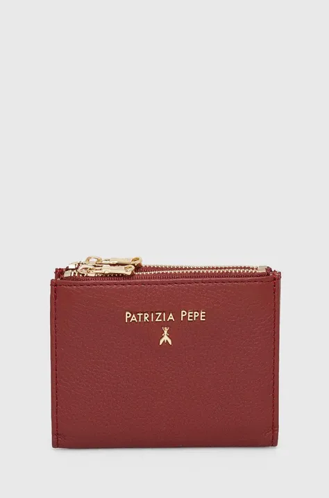 Kožená peňaženka Patrizia Pepe dámsky, bordová farba