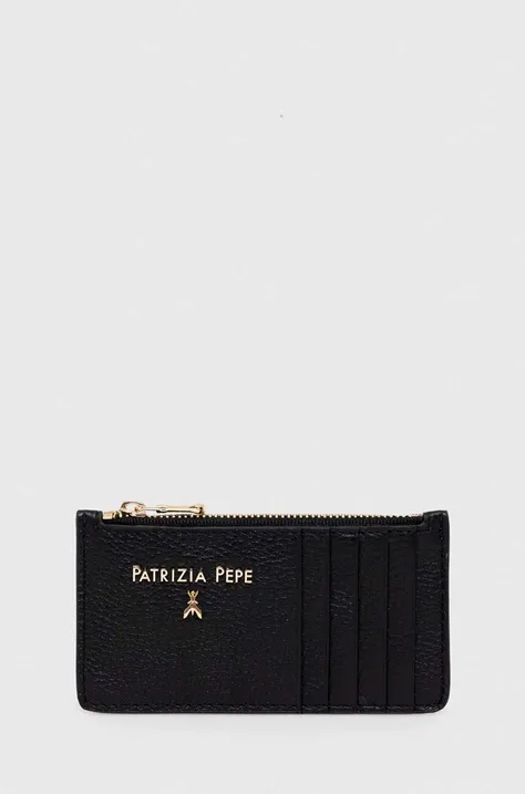 Δερμάτινο πορτοφόλι Patrizia Pepe γυναικεία, χρώμα: μαύρο