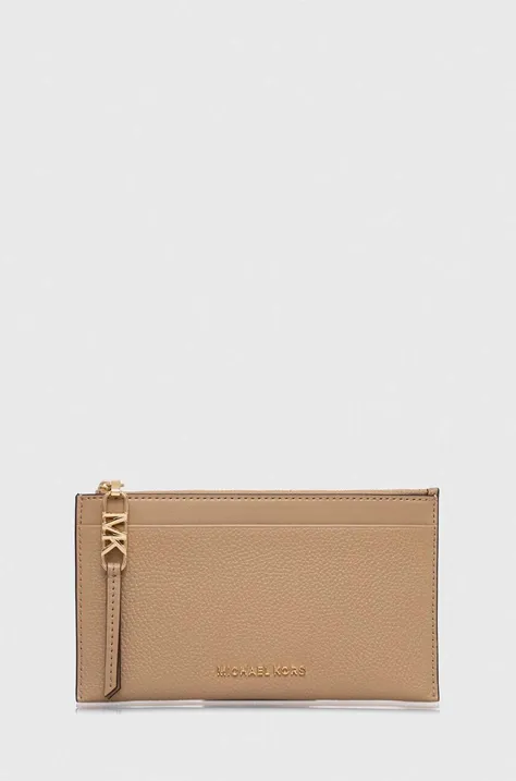 Kožená peňaženka MICHAEL Michael Kors dámsky, béžová farba