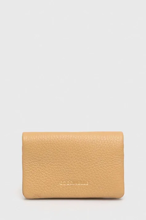 Coccinelle portfel skórzany damski kolor beżowy