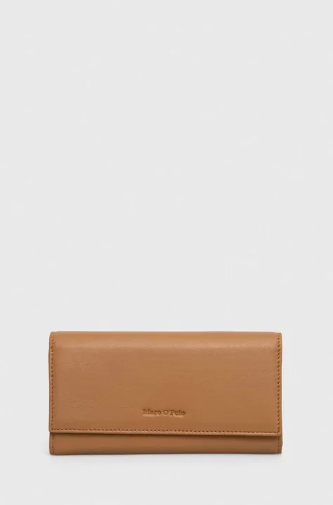 Marc O'Polo portfel skórzany damski kolor beżowy