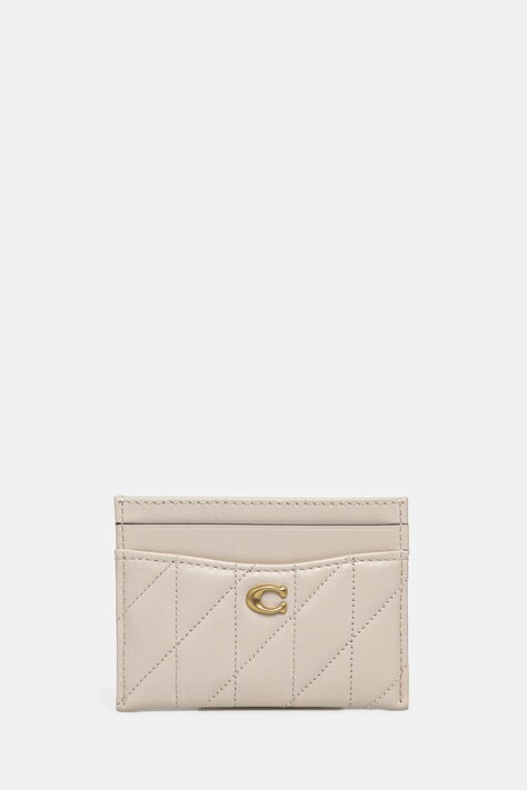 Шкіряний чохол на банківські карти Coach Essential Card Case колір бежевий