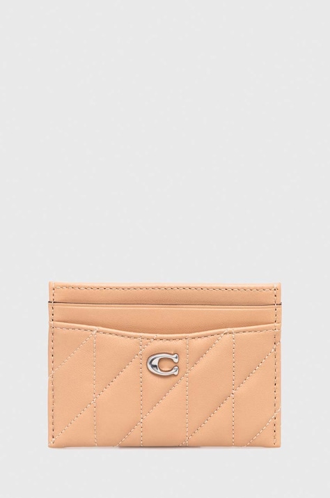 Coach bőr kártya tok Essential Card Case bézs