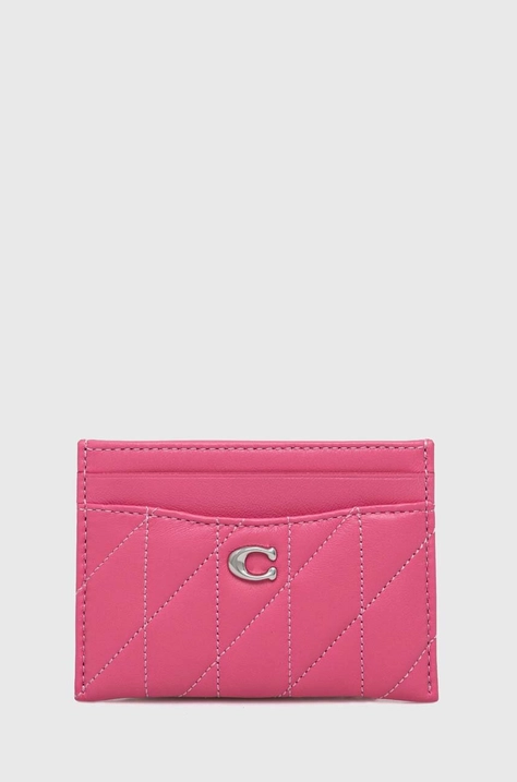 Кожаный чехол на карты Coach Essential Card Case цвет розовый