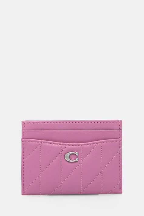 Кожаный чехол на карты Coach Essential Card Case цвет розовый
