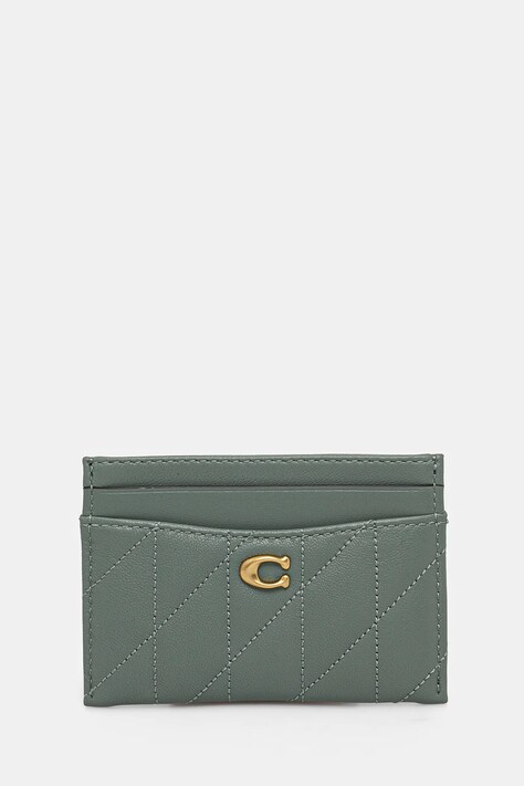 Kožené pouzdro na karty Coach Essential Card Case modrá barva
