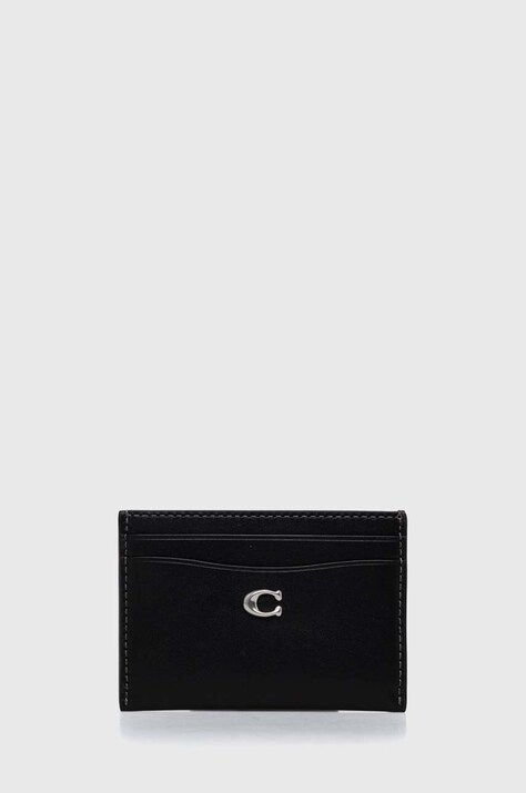Кожаный чехол на карты Coach Essential Card Case цвет чёрный