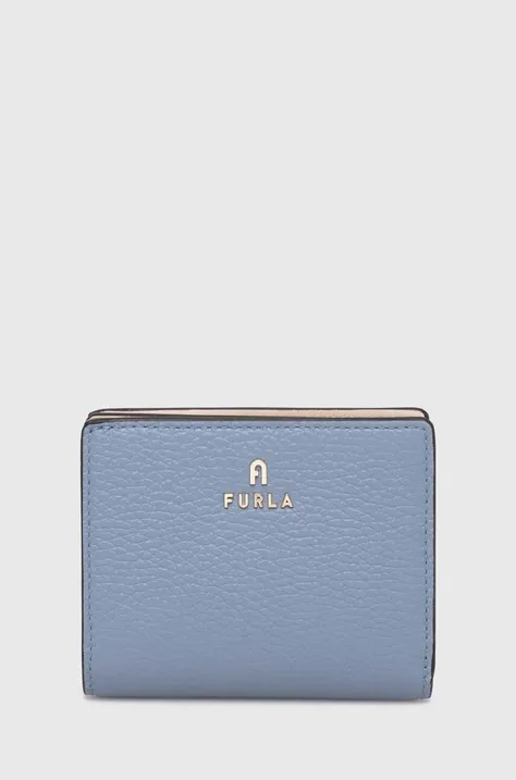 Furla portfel skórzany damski kolor niebieski