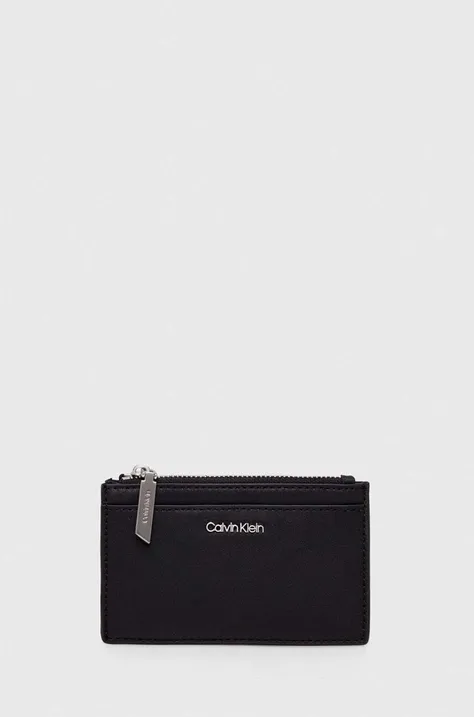Θήκη για κάρτες Calvin Klein χρώμα: μαύρο