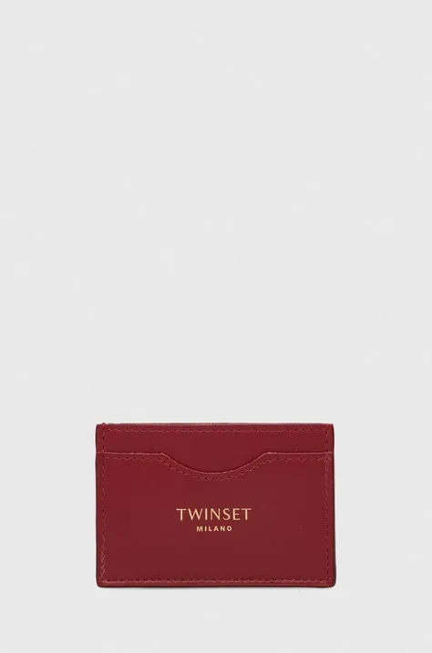 Шкіряний чохол на банківські карти Twinset колір бордовий
