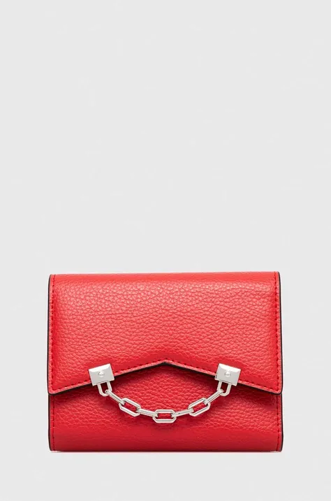 Δερμάτινο πορτοφόλι Karl Lagerfeld γυναικεία, χρώμα: κόκκινο