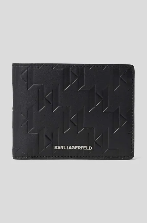 Kožni novčanik Karl Lagerfeld za muškarce, boja: crna