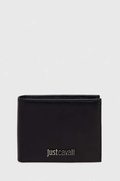 Just Cavalli portfel skórzany męski kolor czarny