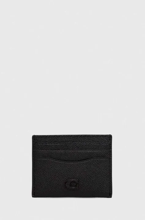 Шкіряний чохол на банківські карти Coach колір чорний