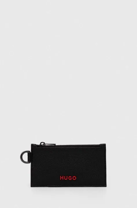 Шкіряний гаманець HUGO чоловічий колір чорний