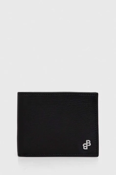 Шкіряний гаманець BOSS чоловічий колір чорний