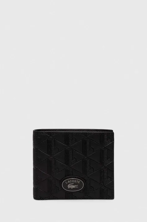Kožená peňaženka Lacoste pánska, čierna farba
