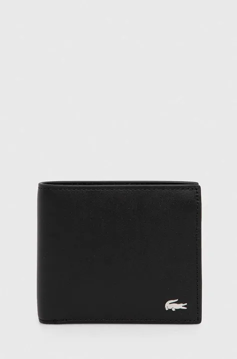 Кожаный кошелек Lacoste мужской цвет чёрный