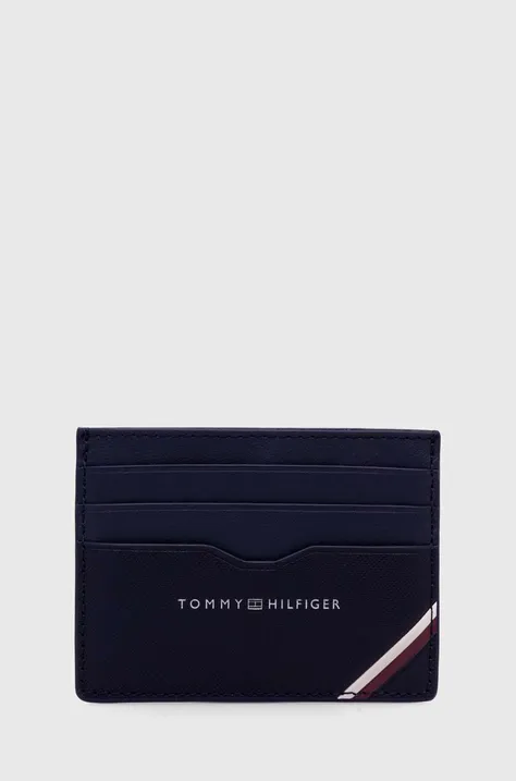 Δερμάτινη θήκη για κάρτες Tommy Hilfiger χρώμα: ναυτικό μπλε