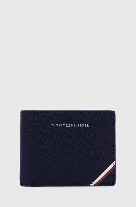 Usnjena denarnica Tommy Hilfiger moški, mornarsko modra barva