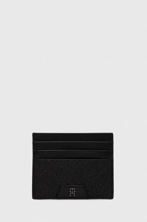 Δερμάτινη θήκη για κάρτες Tommy Hilfiger χρώμα: μαύρο