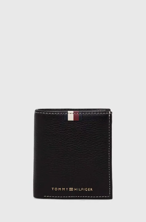 Kožená peňaženka Tommy Hilfiger pánsky, čierna farba