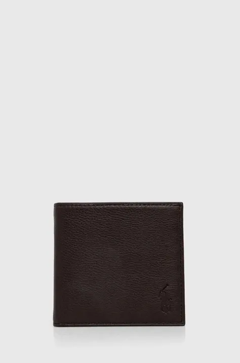 Кожаный кошелек Polo Ralph Lauren мужской цвет коричневый