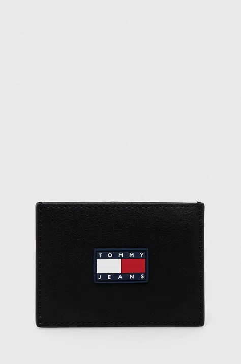 Θήκη για κάρτες Tommy Jeans χρώμα: μαύρο