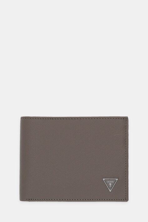 Guess portfel skórzany męski kolor brązowy