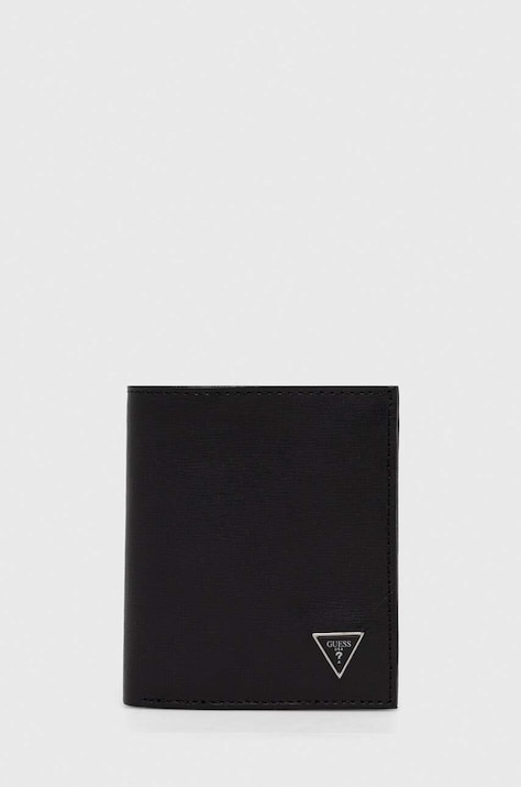 Guess portofel de piele barbati, culoarea negru
