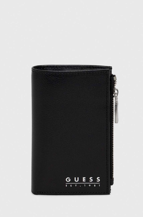 Шкіряний гаманець Guess чоловічий колір чорний