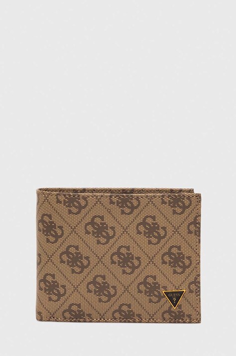 Guess portofel de piele barbati, culoarea bej