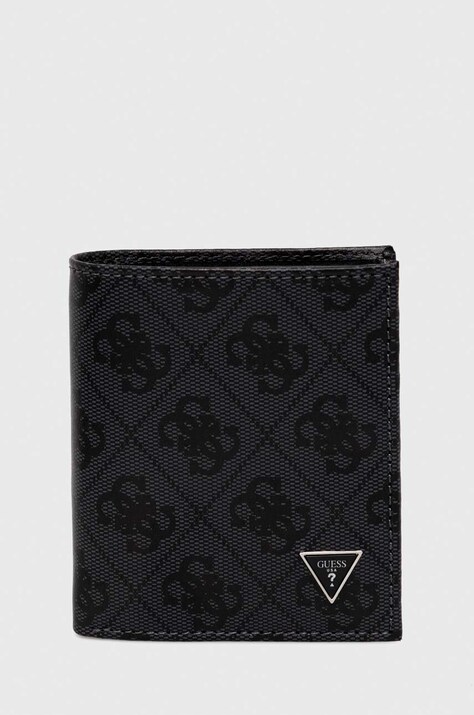 Guess portofel de piele barbati, culoarea negru