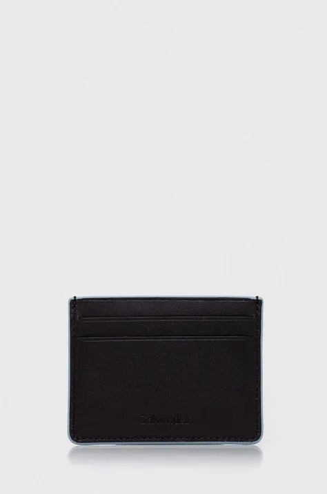 Usnjen etui za kartice Calvin Klein črna barva