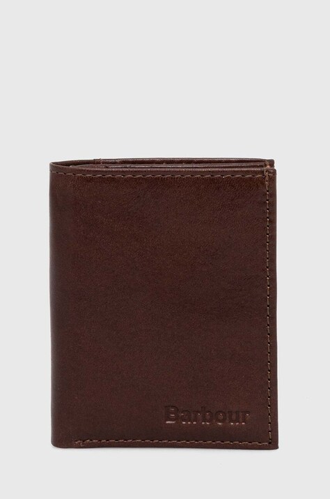 Шкіряний гаманець Barbour чоловічий колір коричневий