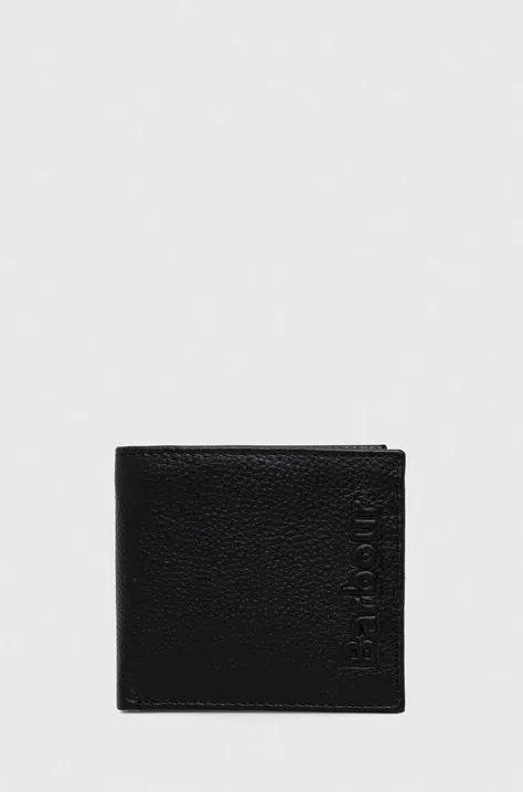 Usnjena denarnica Barbour moški, črna barva
