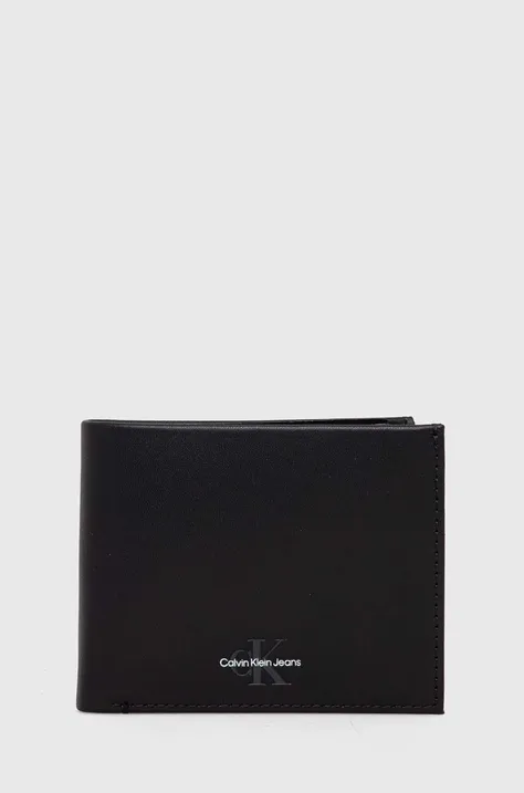 Calvin Klein Jeans portfel skórzany męski kolor czarny